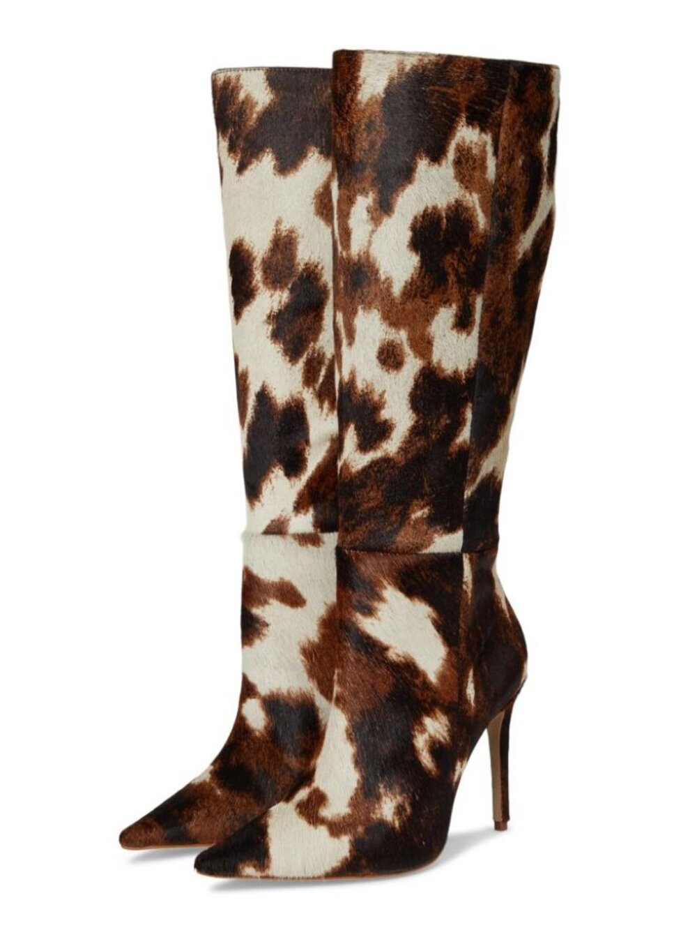 Steve Madden Nitro Knee High Stiletto Boots Sz 6 Genuine Calf Hair Cow Print NEW